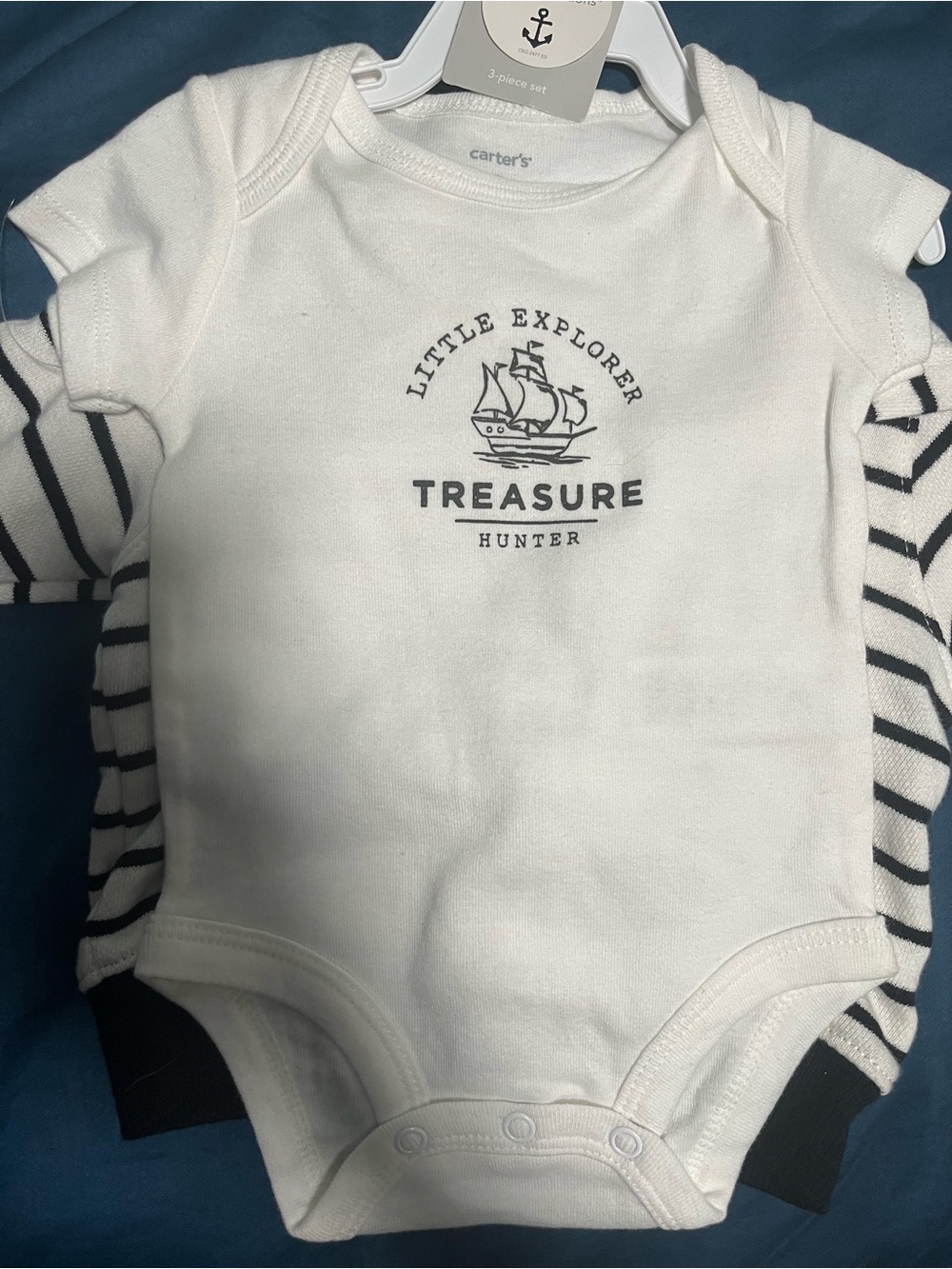 Carter's White Baby Bodysuit with Navy Ship Graphic
